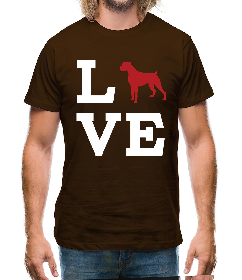 Love Boxer Dog Silhouette Mens T-Shirt