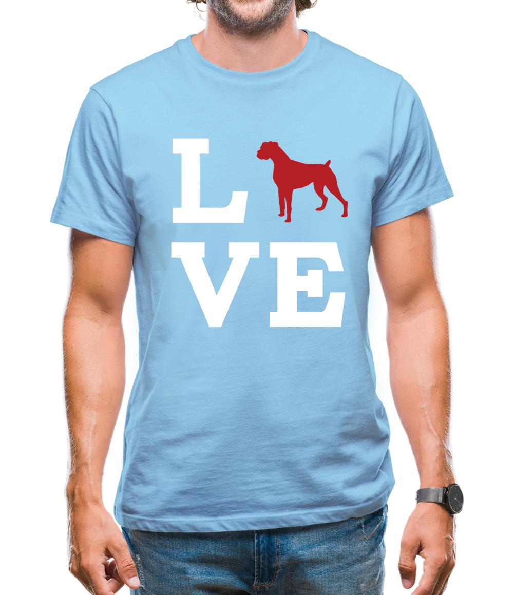 Love Boxer Dog Silhouette Mens T-Shirt