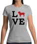 Love Bull Dog Silhouette Womens T-Shirt