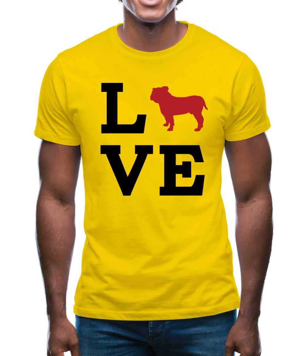 Love Bull Dog Silhouette Mens T-Shirt