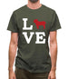 Love Bull Dog Silhouette Mens T-Shirt