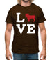 Love Bull Dog Silhouette Mens T-Shirt