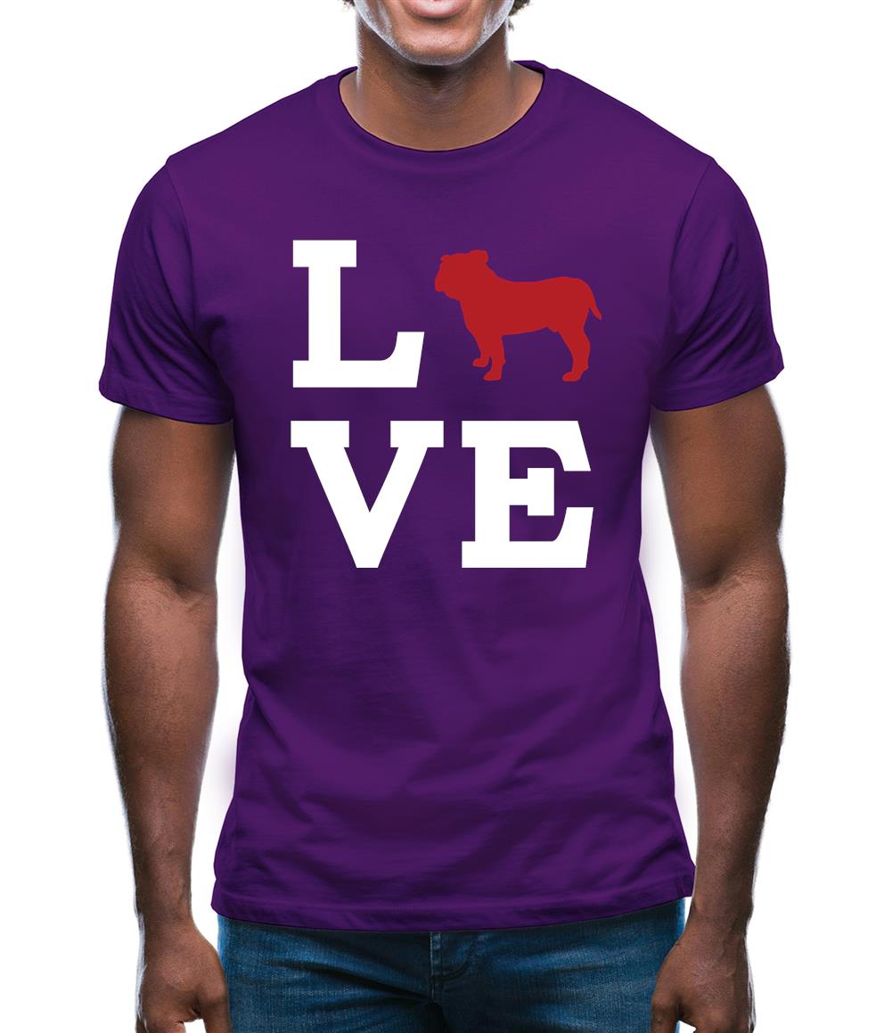 Love Bull Dog Silhouette Mens T-Shirt