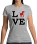 Love Bull Terrier Dog Silhouette Womens T-Shirt