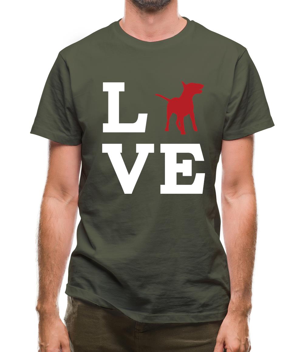 Love Bull Terrier Dog Silhouette Mens T-Shirt