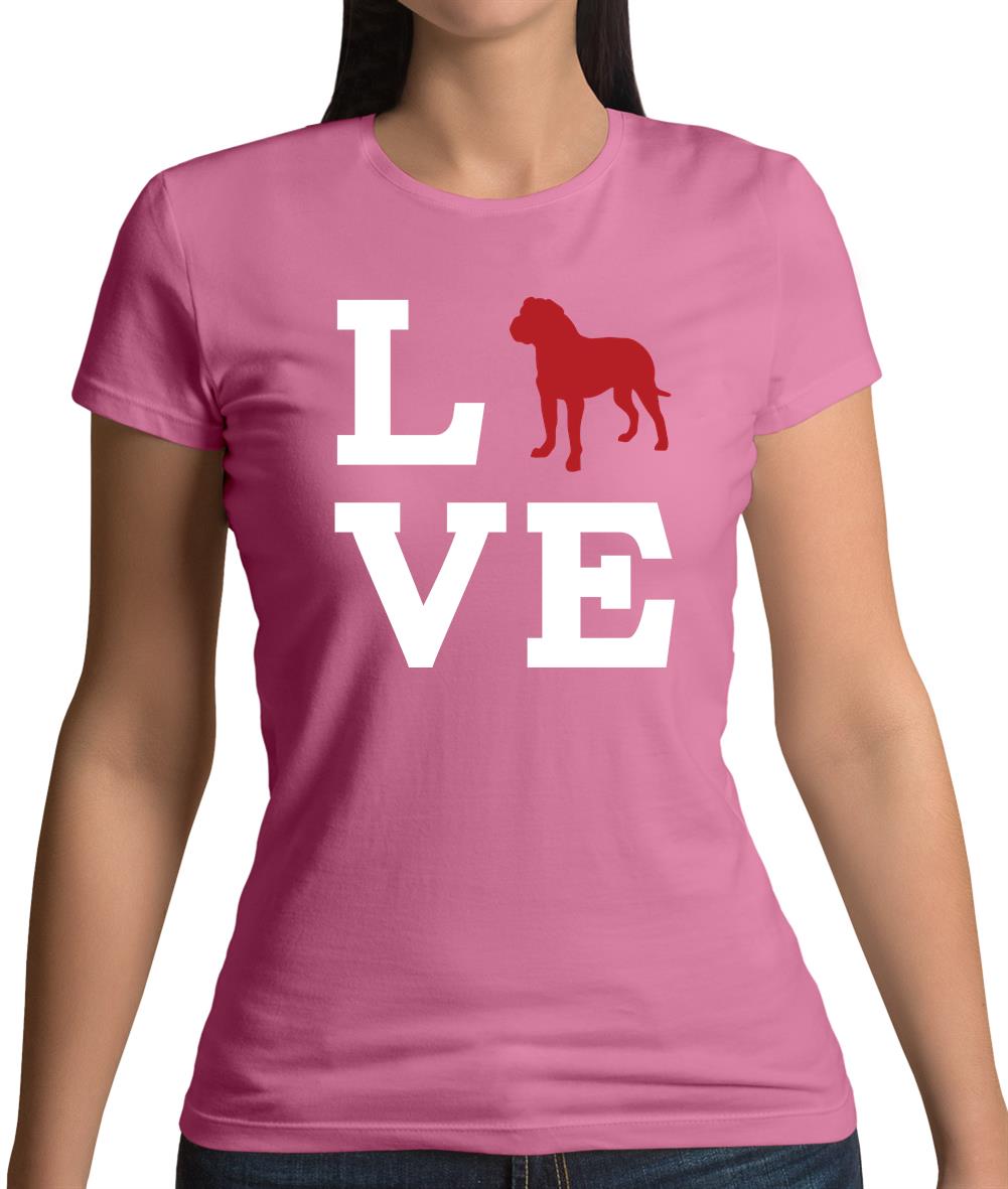 Love Bullmastiff Dog Silhouette Womens T-Shirt