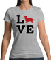 Love Cavalier Dog Silhouette Womens T-Shirt