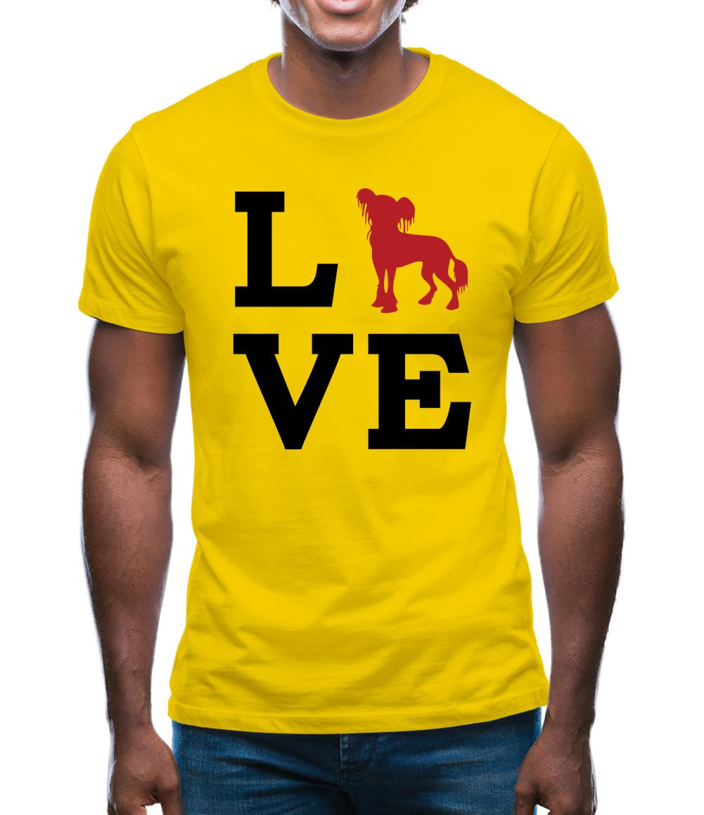 Love Chinese Crested Dog Dog Silhouette Mens T-Shirt