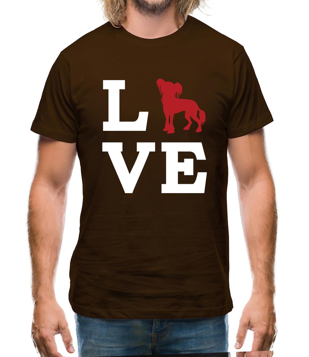 Love Chinese Crested Dog Dog Silhouette Mens T-Shirt