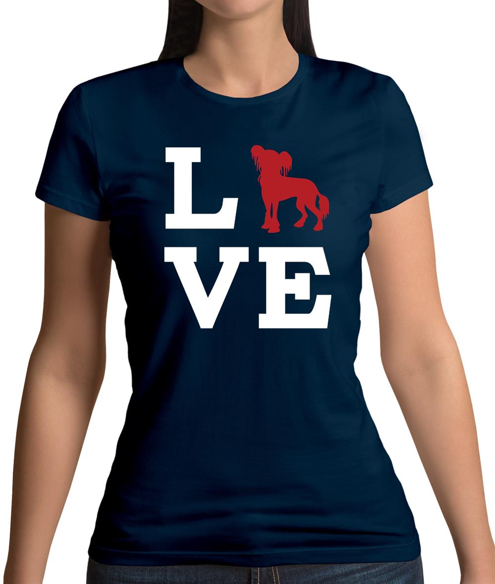 Love Chinese Crested Dog Dog Silhouette Womens T-Shirt