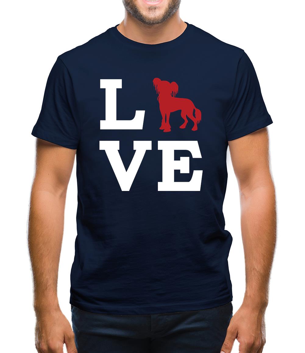 Love Chinese Crested Dog Dog Silhouette Mens T-Shirt