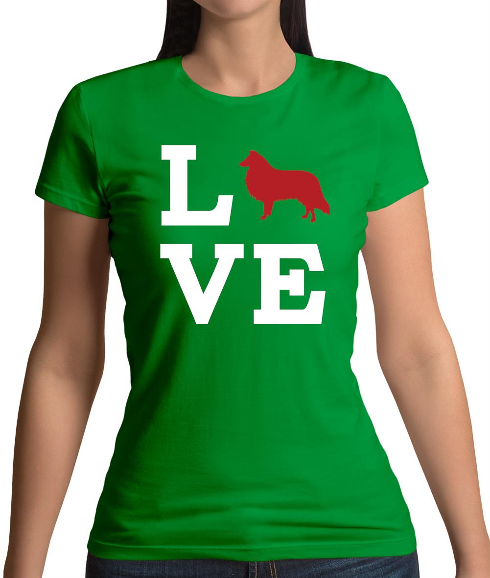 Love Collie Dog Silhouette Womens T-Shirt