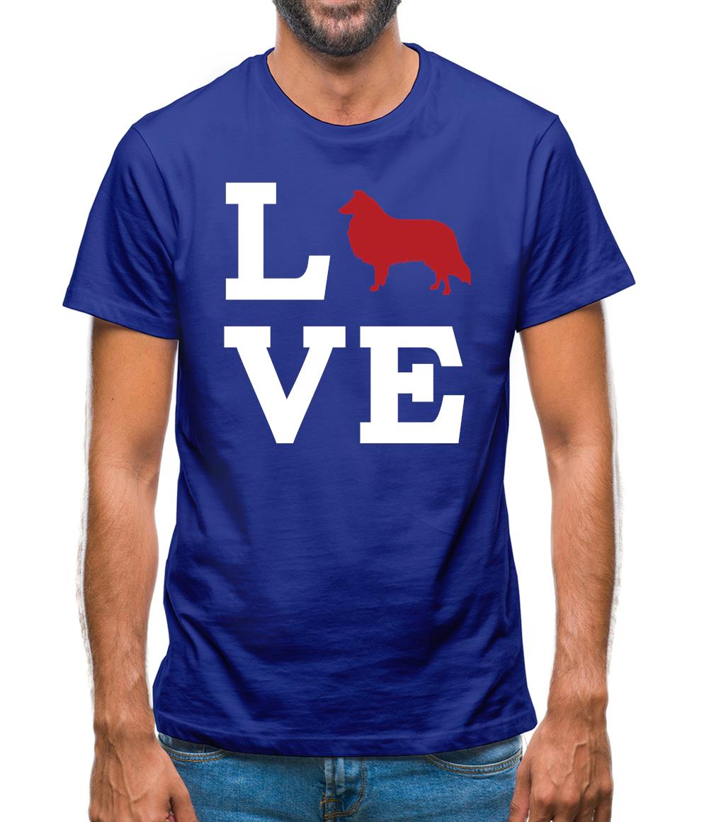 Love Collie Dog Silhouette Mens T-Shirt