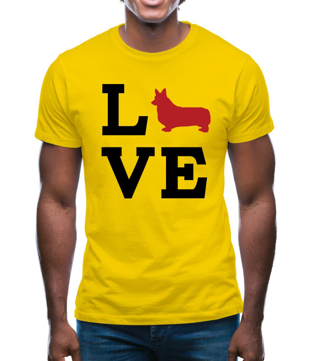 Love Corgi Dog Silhouette Mens T-Shirt