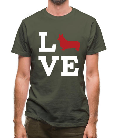 Love Corgi Dog Silhouette Mens T-Shirt