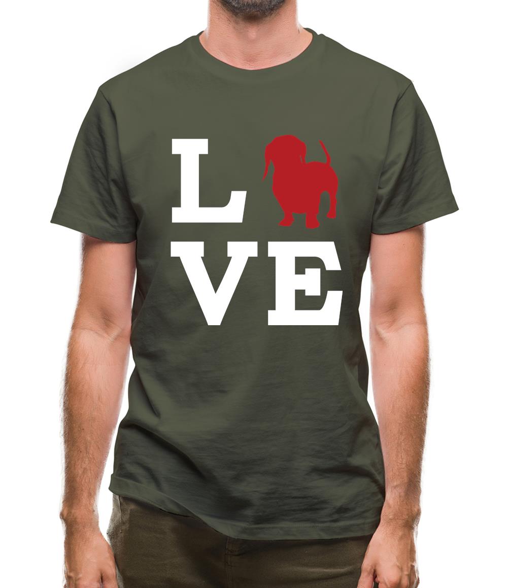 Love Dachshund Dog Silhouette Mens T-Shirt