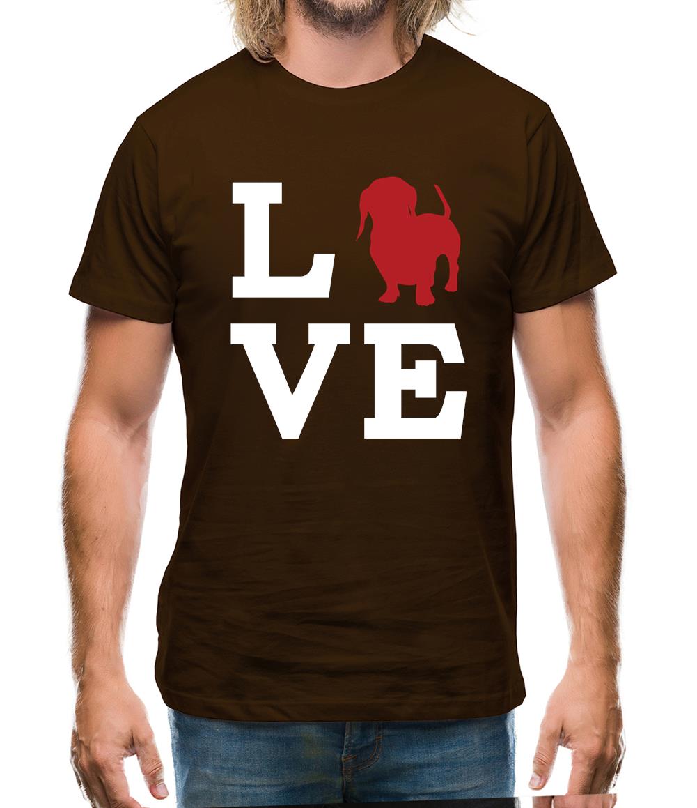 Love Dachshund Dog Silhouette Mens T-Shirt
