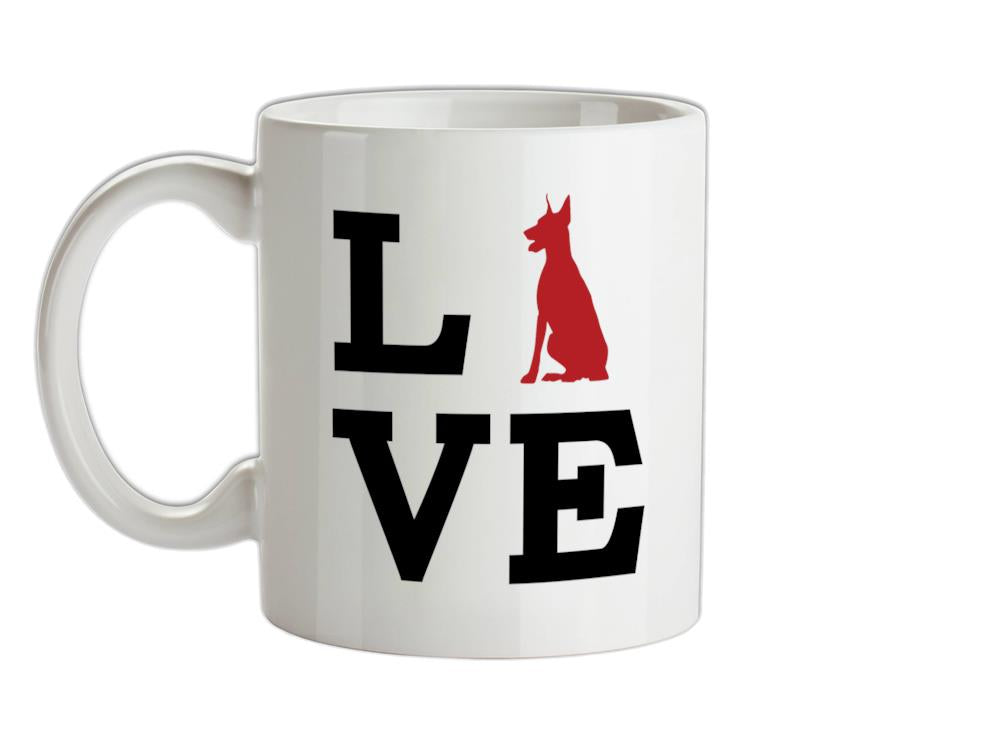 Love Doberman Dog Silhouette Ceramic Mug