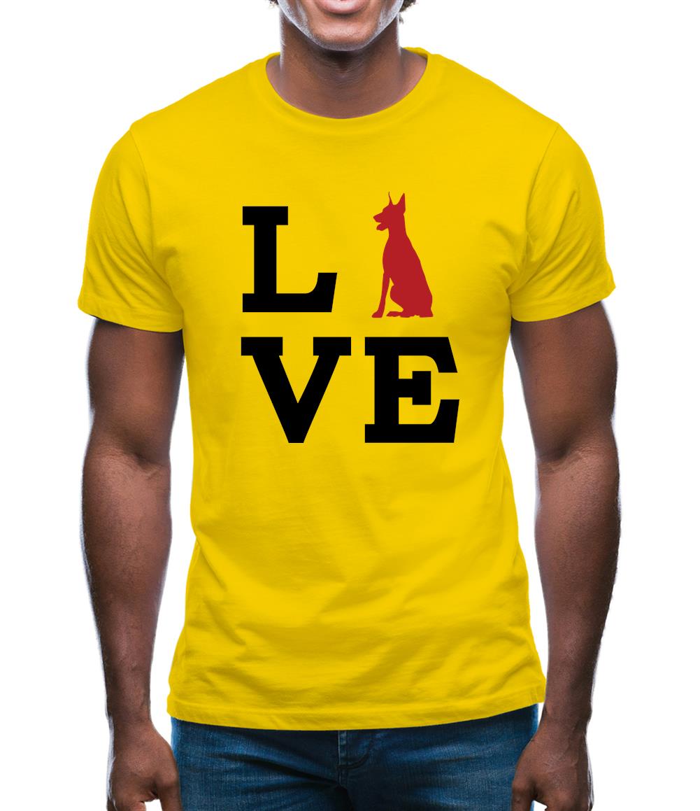 Love Doberman Dog Silhouette Mens T-Shirt