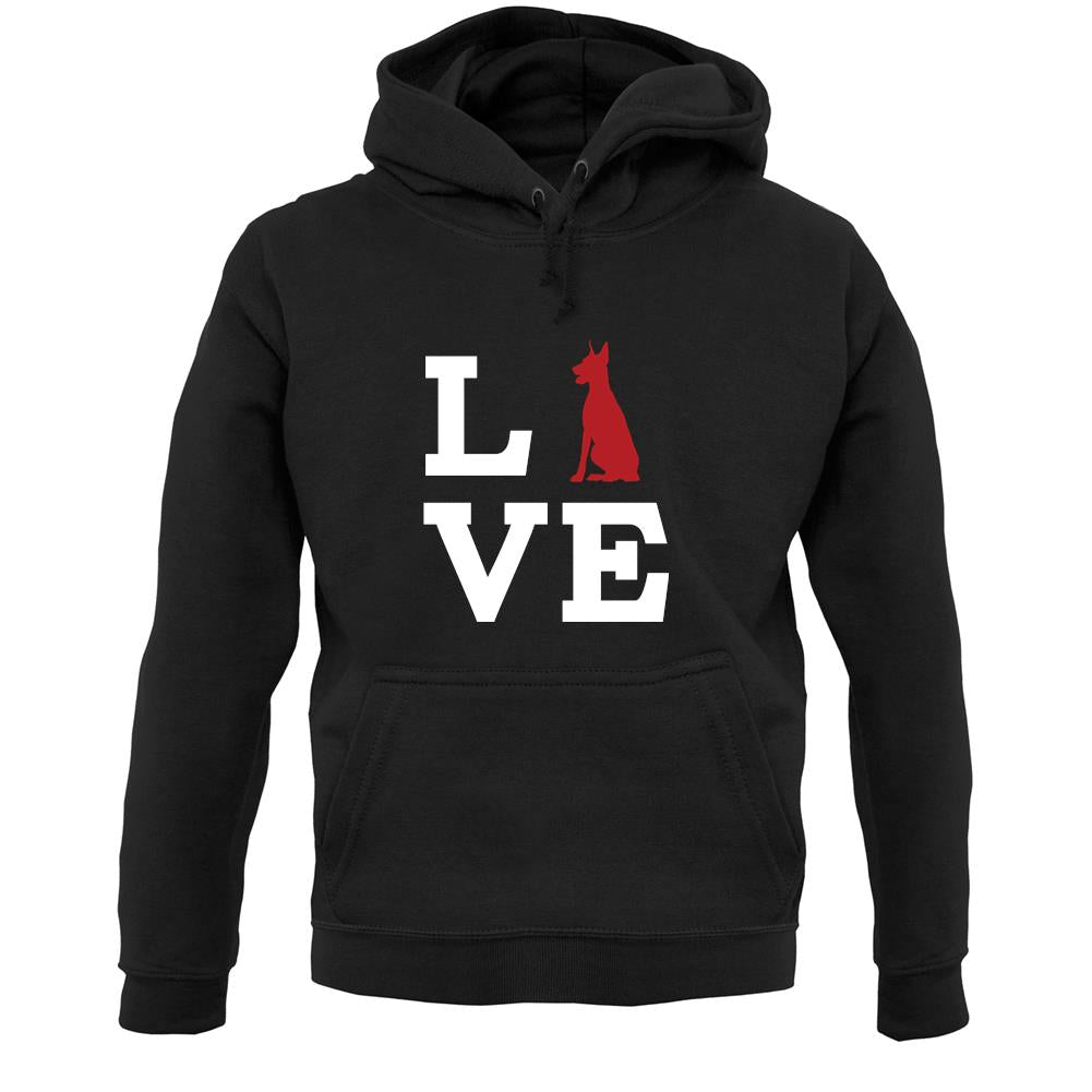 Love Doberman Dog Silhouette Unisex Hoodie