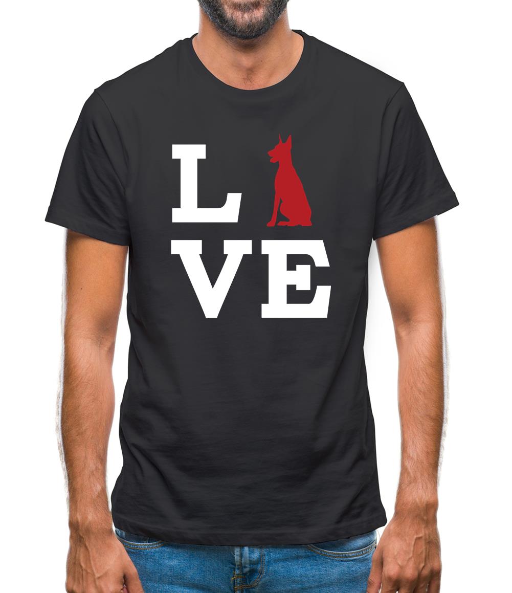 Love Doberman Dog Silhouette Mens T-Shirt