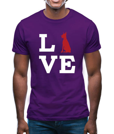 Love Doberman Dog Silhouette Mens T-Shirt