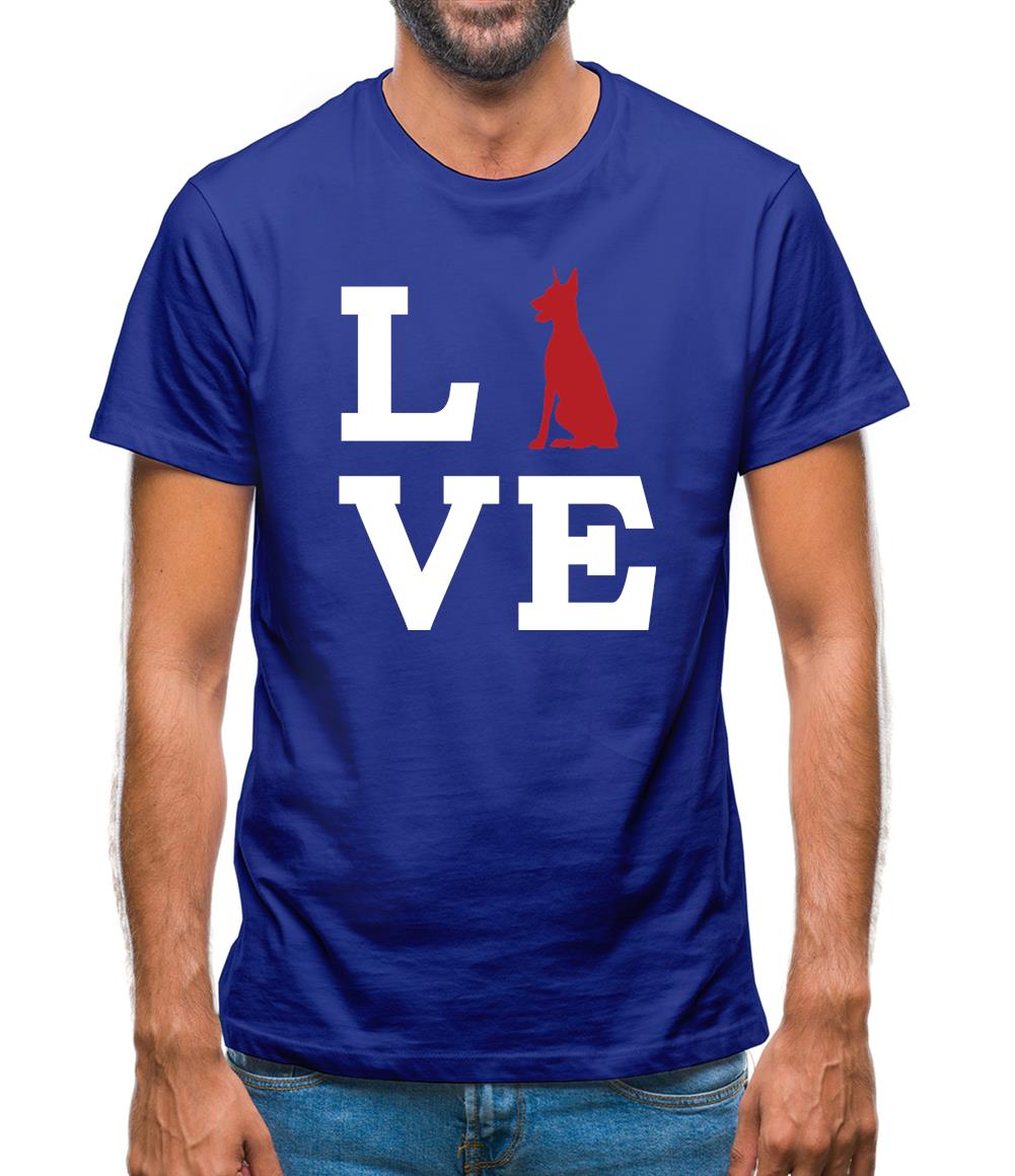 Love Doberman Dog Silhouette Mens T-Shirt