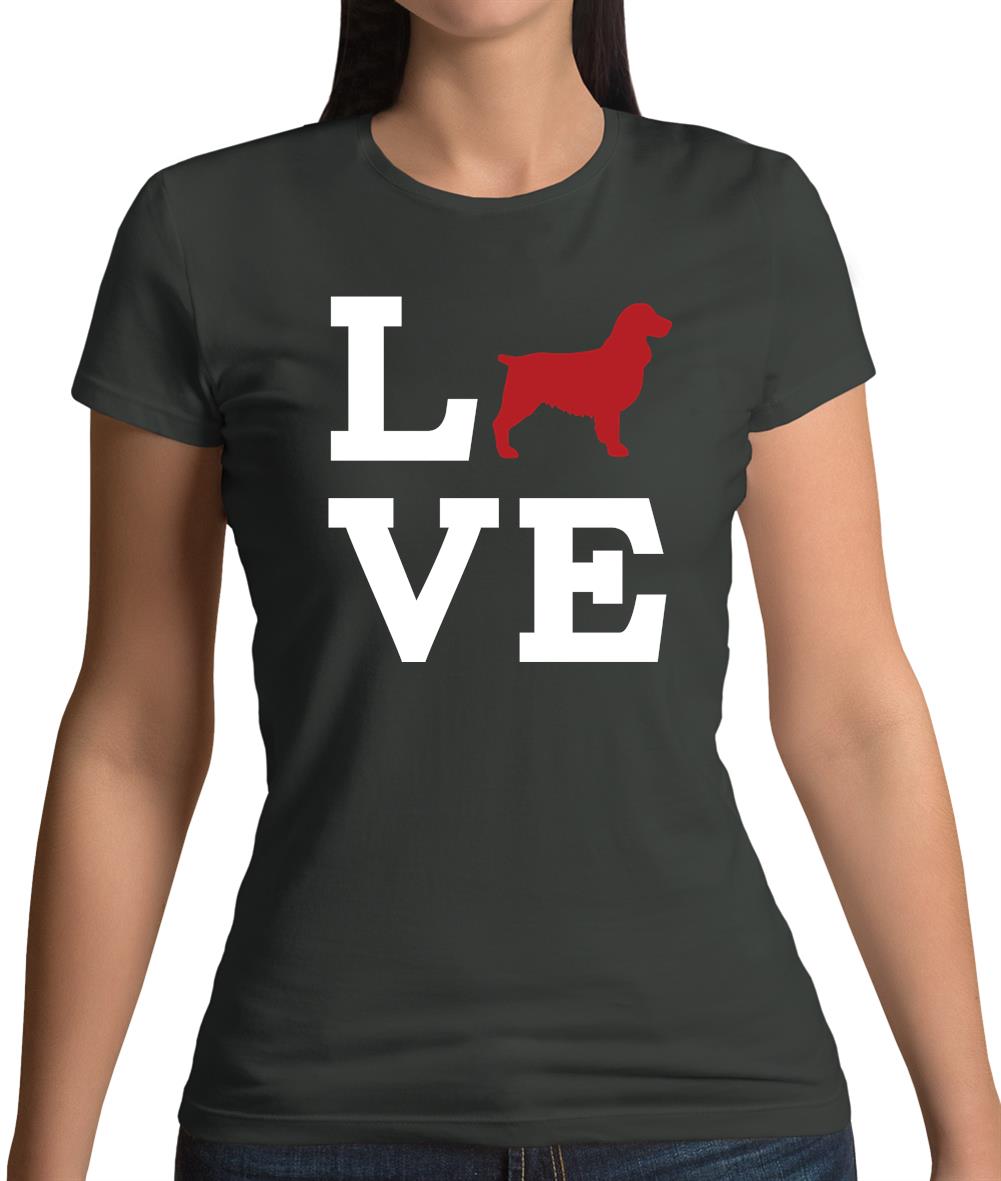 Love English Springer Spaniel Dog Silhouette Womens T-Shirt
