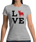 Love French Bulldog Dog Silhouette Womens T-Shirt