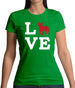 Love French Bulldog Dog Silhouette Womens T-Shirt