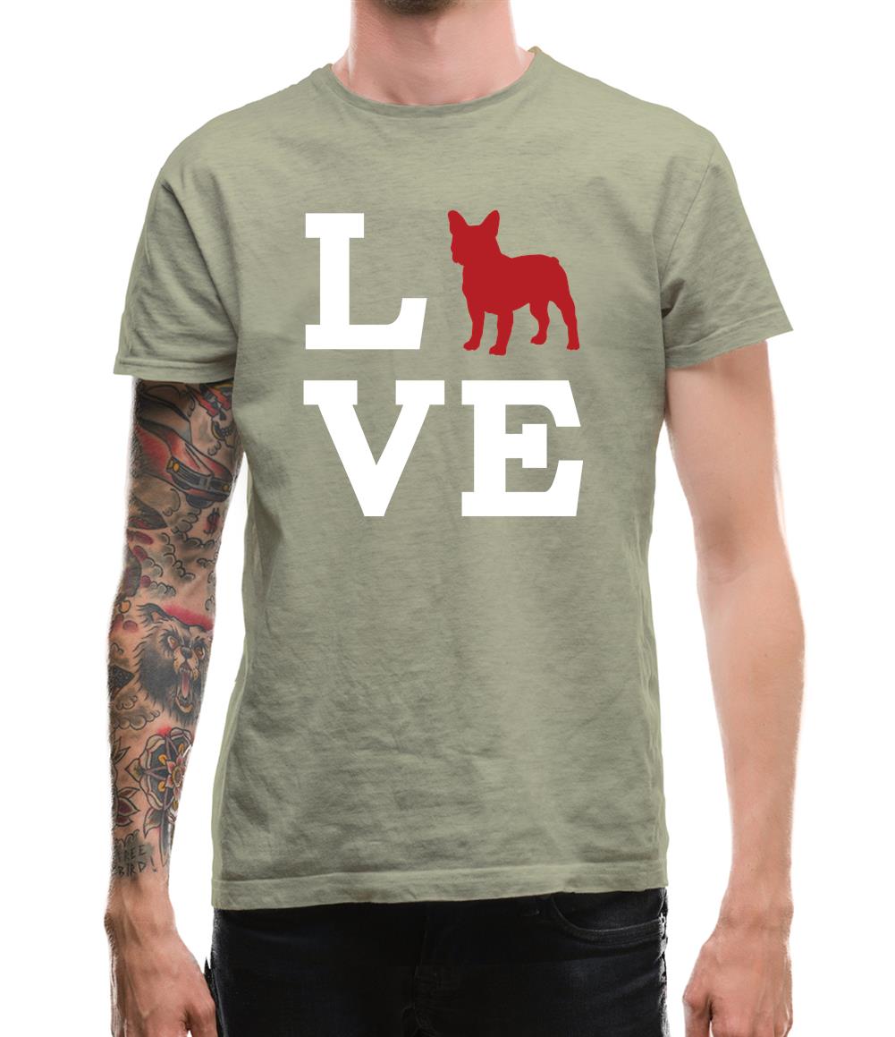 Love French Bulldog Dog Silhouette Mens T-Shirt