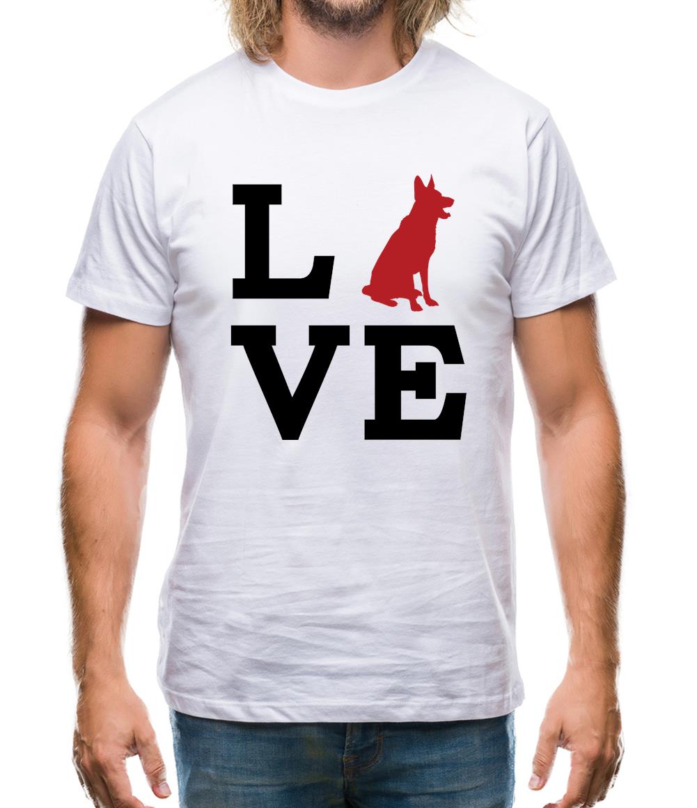Love German Shepherd Dog Silhouette Mens T-Shirt