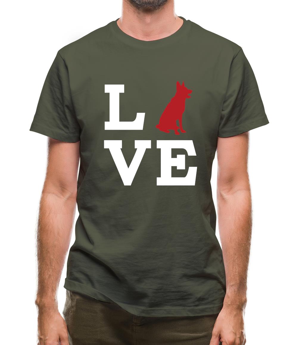 Love German Shepherd Dog Silhouette Mens T-Shirt