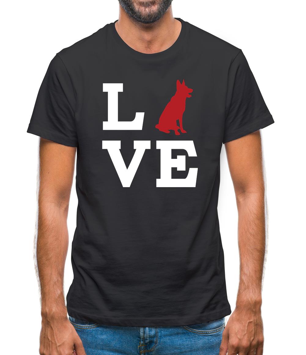 Love German Shepherd Dog Silhouette Mens T-Shirt