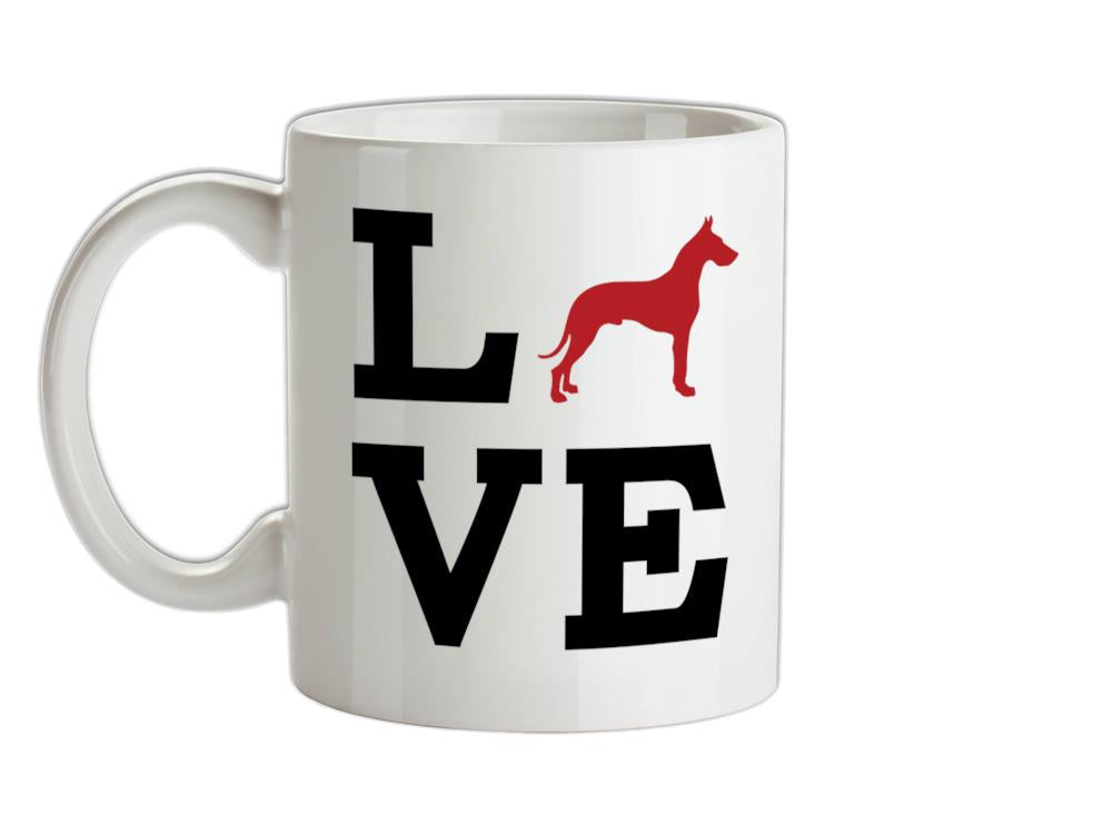 Love Great Dane Dog Silhouette Ceramic Mug