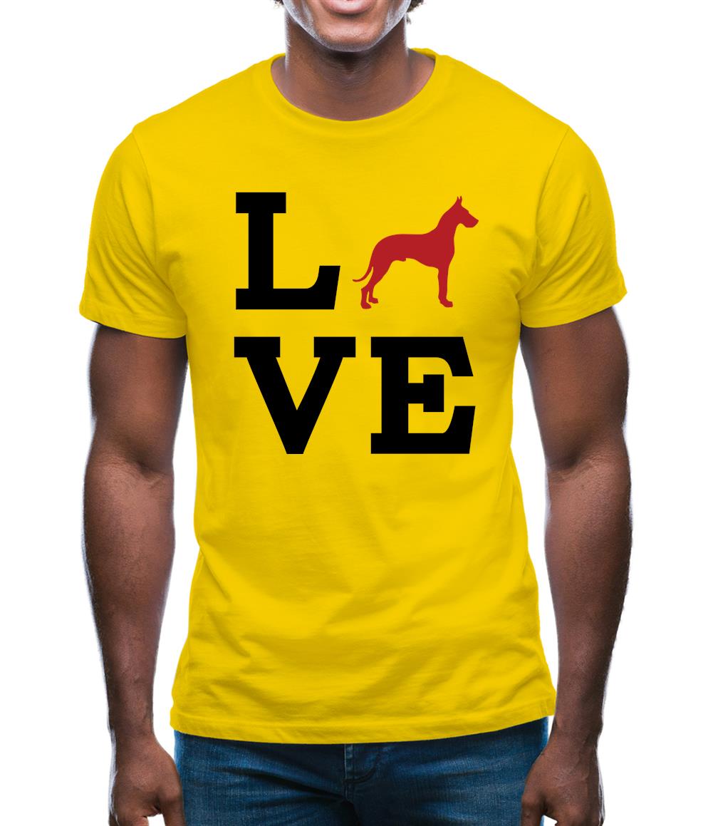 Love Great Dane Dog Silhouette Mens T-Shirt