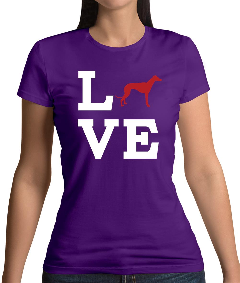 Love Greyhound Dog Silhouette Womens T-Shirt