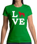 Love Huskie Dog Silhouette Womens T-Shirt
