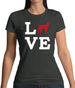 Love Jack Russell Terrier Dog Silhouette Womens T-Shirt