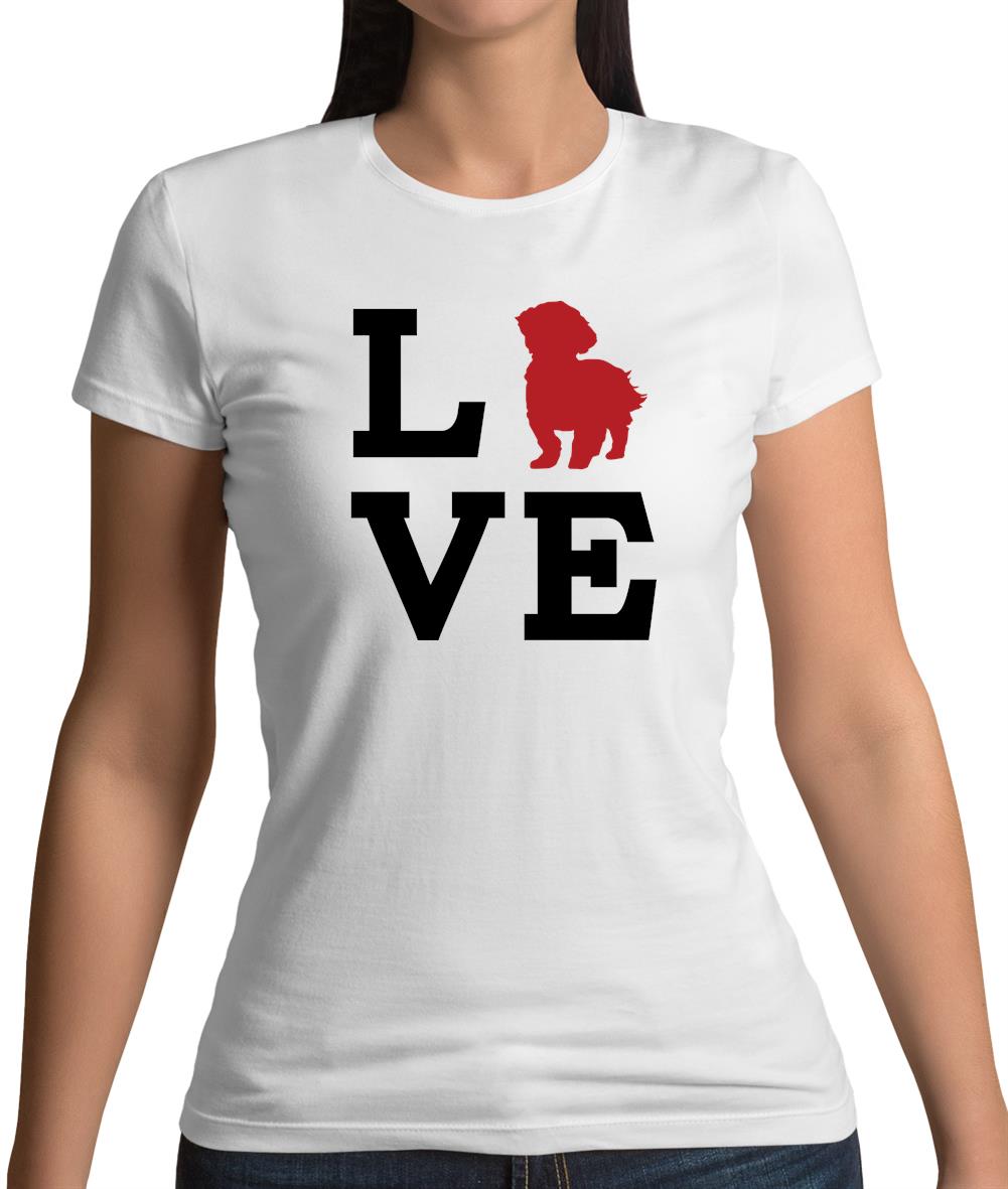 Love Lhasa Apso Dog Silhouette Womens T-Shirt
