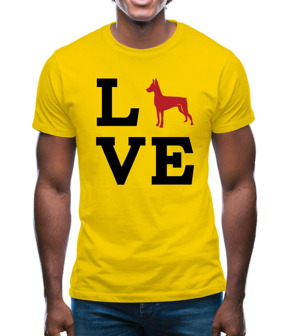 Love Min Pin Dog Silhouette Mens T-Shirt