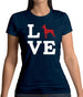 Love Min Pin Dog Silhouette Womens T-Shirt
