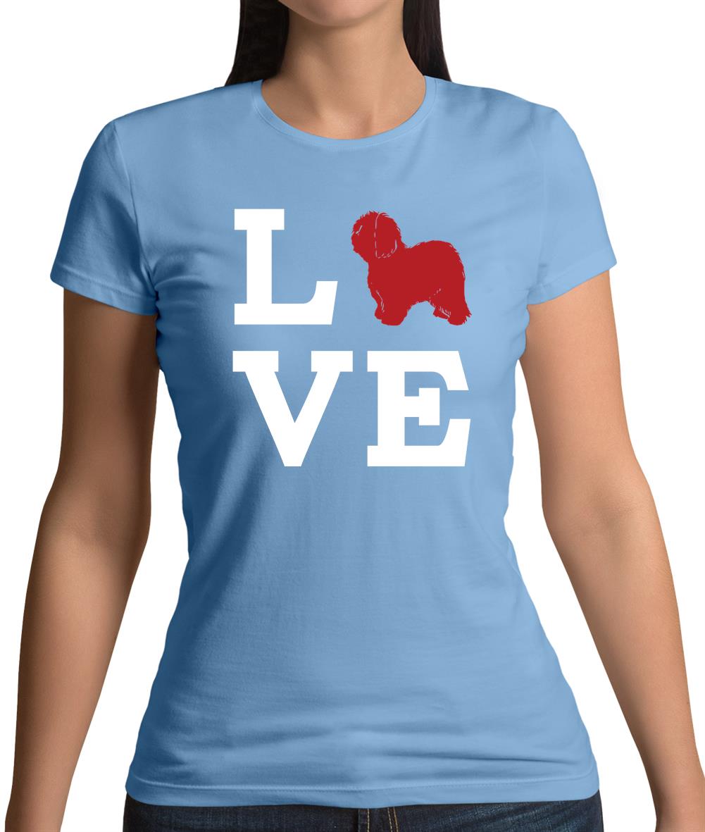 Love Old English Sheepdog Dog Silhouette Womens T-Shirt