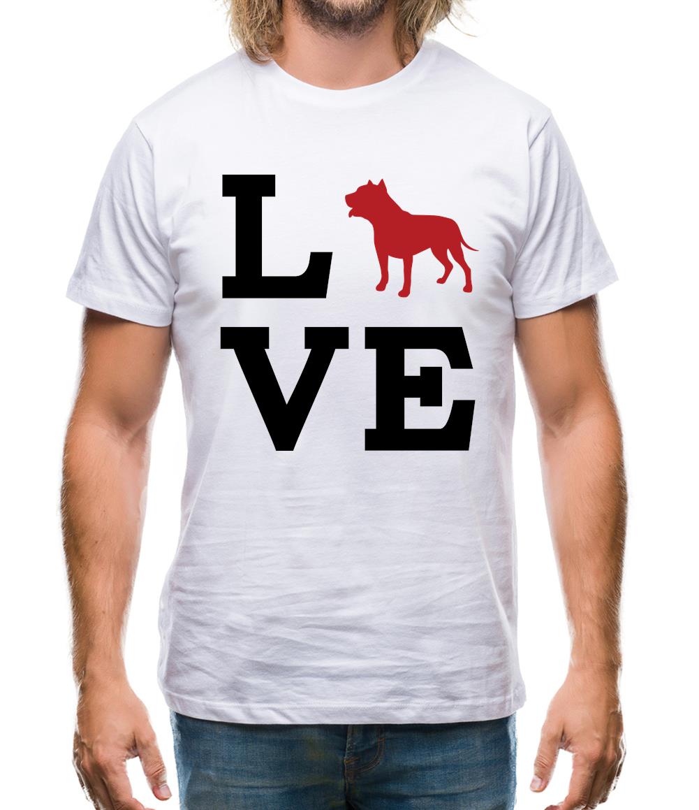Love Pitbull Dog Silhouette Mens T-Shirt