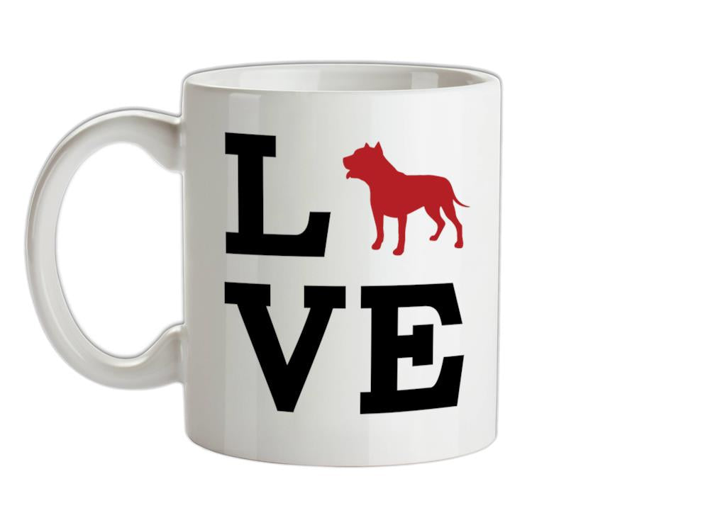 Love Pitbull Dog Silhouette Ceramic Mug