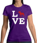 Love Pitbull Dog Silhouette Womens T-Shirt