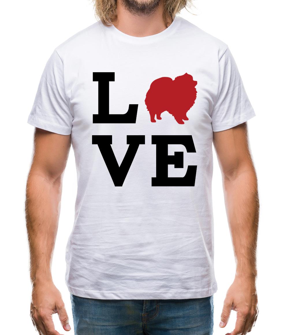 Love Pomeranian Dog Silhouette Mens T-Shirt