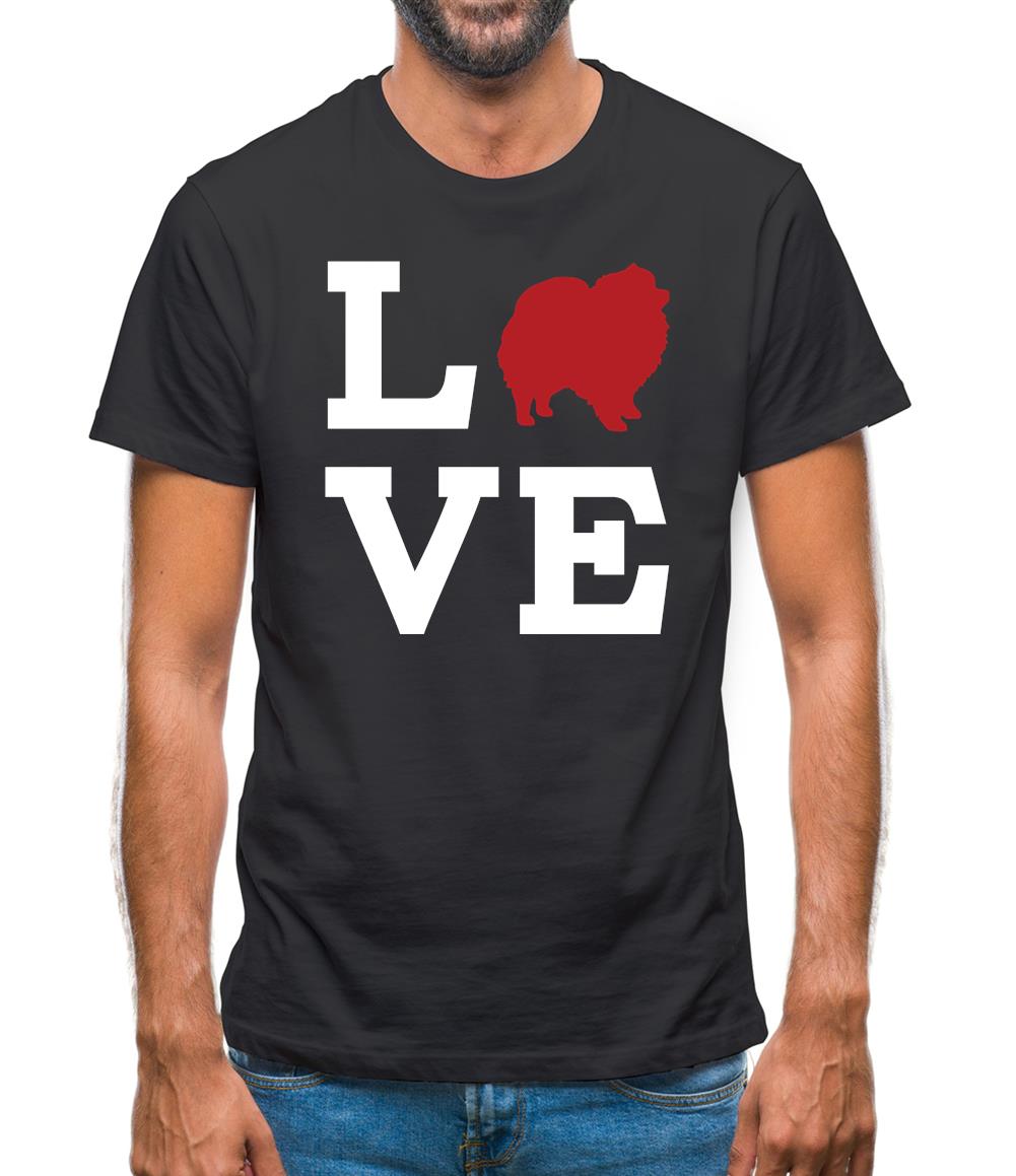 Love Pomeranian Dog Silhouette Mens T-Shirt