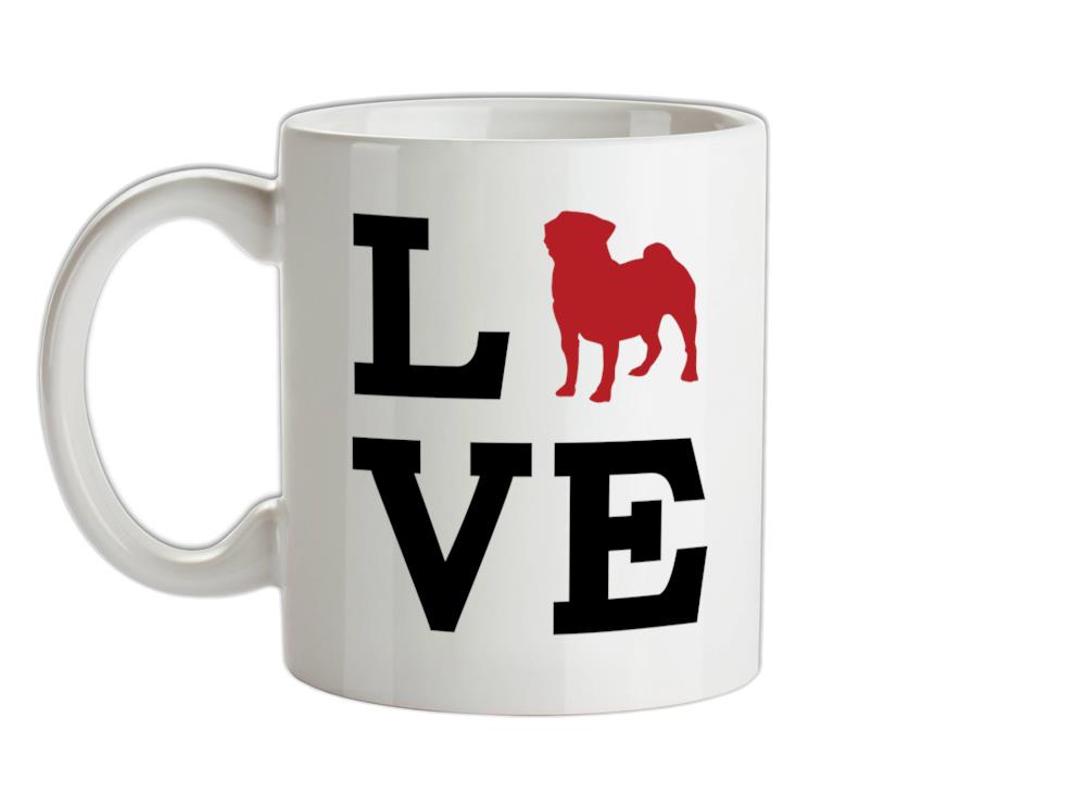 Love Pug Dog Silhouette Ceramic Mug