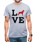 Love Rottweiler Dog Silhouette Mens T-Shirt